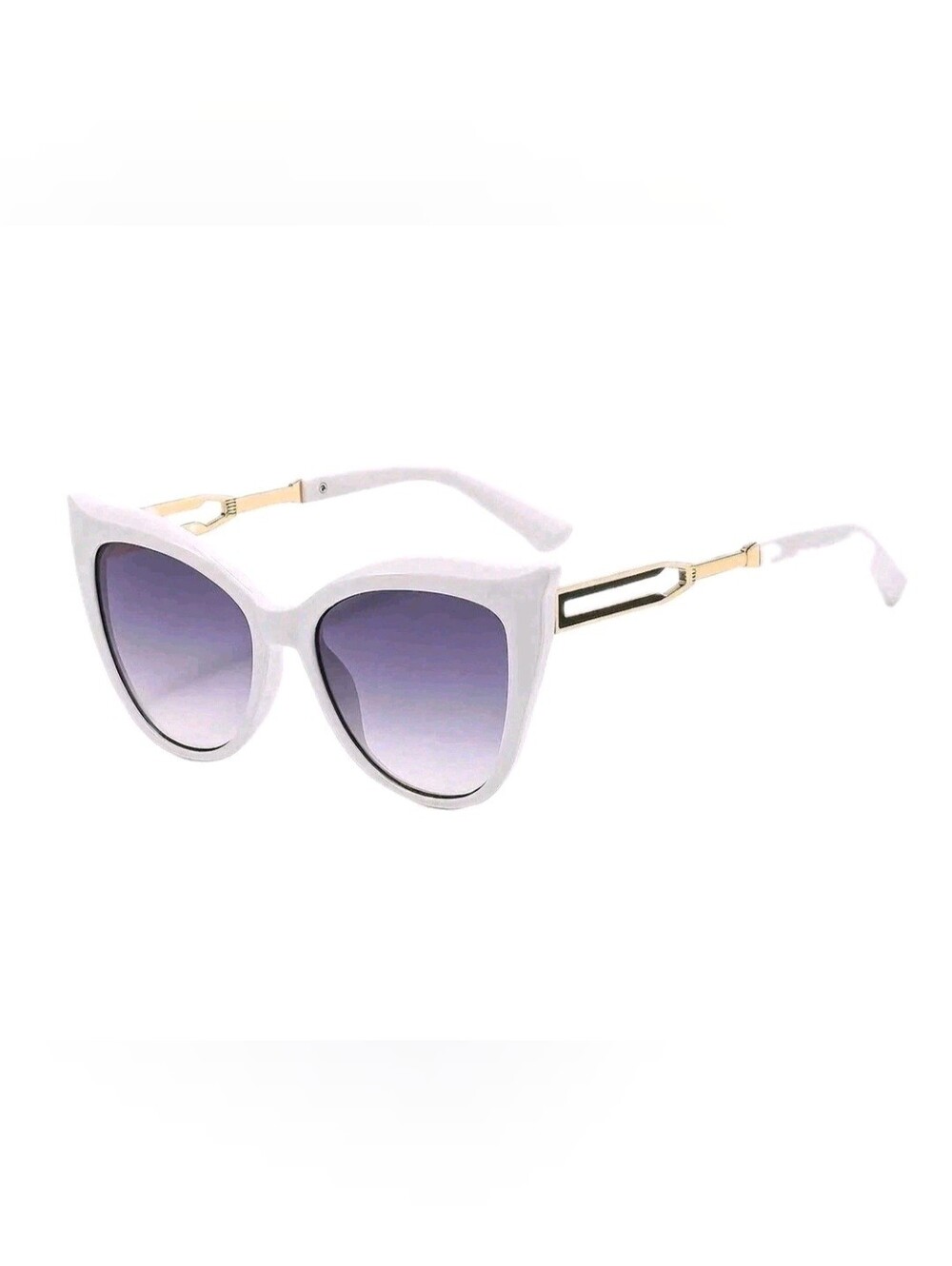 White Cat-Eye Sunglasses with Gradient Lenses